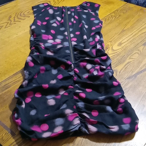 Diane Von Furstenburg Womens 4 Dress BLACK PINK Used Preowned Sleeveless Dots - Picture 2 of 10